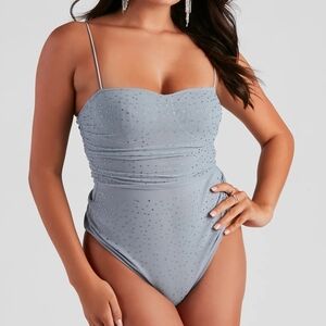 Windsor Blue Studded Bodysuit